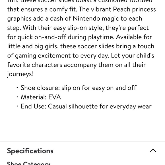 NEW with Tag Super Mario Peach and Daisy Big Girl’s Size 2 Slides Back to School - Picture 7 of 8